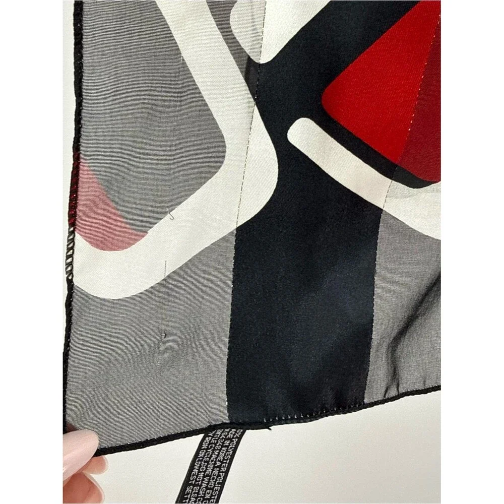 Unbranded Colorful Geometric Print Rectangle Scarf Accessory Metallic Red Black